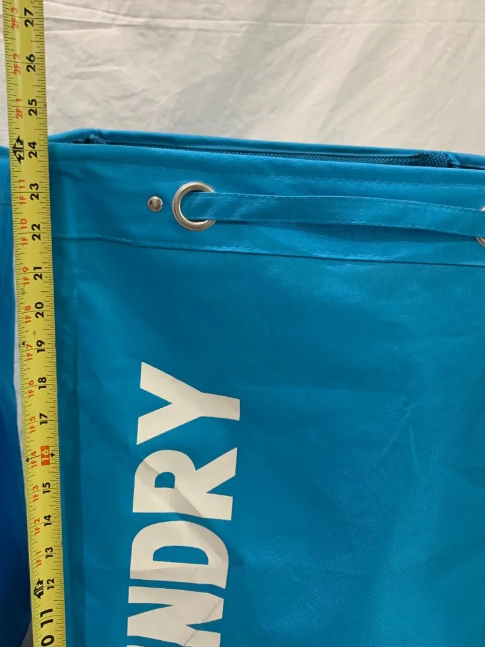 Set of 2 Large Blue Fabric Laundry Hampers - 24x16x13 Collapsible Storage Bins